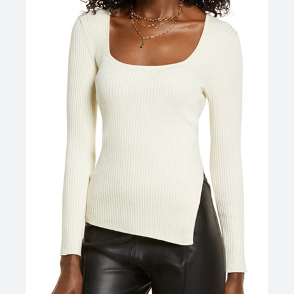 Open Edit Ribbed Side Slit Ribbed Top - Picture 3 of 6